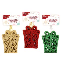 Decoration Xmas Ornaments Giftbox 6pk 11x8x0.3cm 3 Asst
