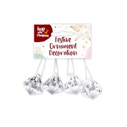 Decoration Xmas Ornaments Teardrop 4pk 3.2x3.6cm
