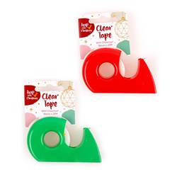Tape Xmas Clear w Dispenser 18mmx20M 2 Asst