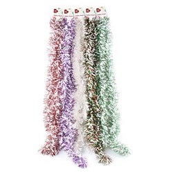 Tinsel Xmas Garland w White 2m 6 Asst Cols