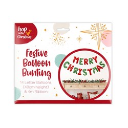 Balloons Xmas Bunting "Merry Christmas" w Straw 4m