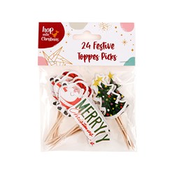 Xmas Cake Toppers 24pk 15x11cm