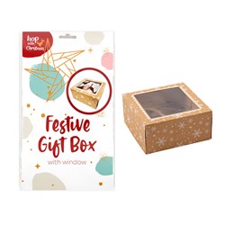 Xmas Cake Box Gift 16x16x7.5cm Kraft Paper