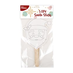Decoration Xmas Santa Stick 5pk DIY Colour 16.5x13.4cm