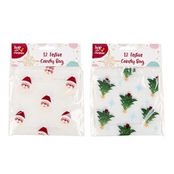 Xmas Candy Bag w Zipper 12pk 13.4x13.4cm