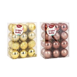 Decoration Xmas Bauble 24pk 16x12x8cm 2 Asst Designs