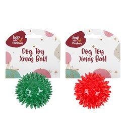 Dog Toy Xmas Ball 6.5cm TPR 2 Asst Cols