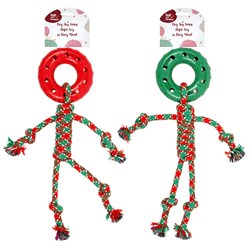Dog Toy Xmas Rope Tug w Ring Head 38cm