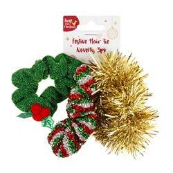 Hair Tie Novelty Xmas 3pk