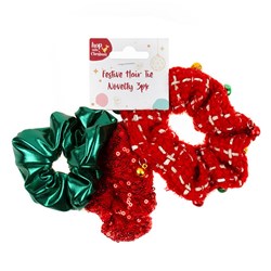 Hair Tie Novelty Xmas 3pk