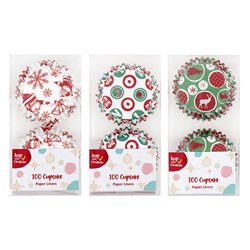 Xmas Cupcake Cases 100pk Asst Designs