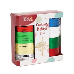 Gift Ribbon Xmas Curling Asst Cols