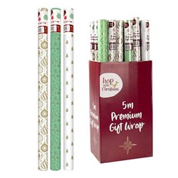 Wrap Paper Xmas 5mx70cm 90gsm Core PDQ Asstd