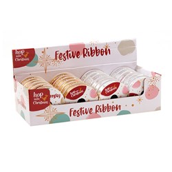 Gift Ribbon Xmas 2.7mx1.6cm "Merry Christmas" 2 Asst Cols