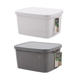 PP Basket w Lid Asst Cols 27.5x22.3x15.2cm