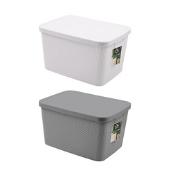 PP Basket w Lid Asst Cols 39x28x22cm