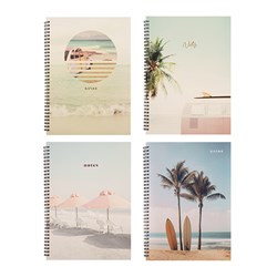 Notebook Card Cover Printed Spiral 4 Ast A4 120pg