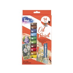 Art Set Paint Tubes Oil w Brushes 14Pc 12ml