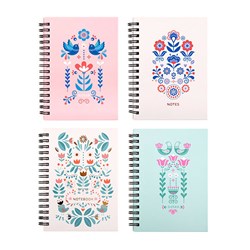 Notebook Hard Cover Printed Spiral 4Ast A6 120pg