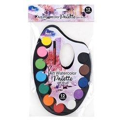 Art Set Pallete Watercolour Paint 12 Cakes w Brush
