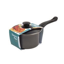Pan Sauce Non-Stick Grey with Glass Lid 16x9cm