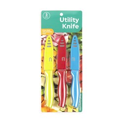 Knife Utility 3pk Asstd Colours