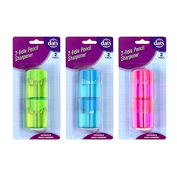 Sharpener Pencil Cylinder 2pk 2 Hole Asstd Colour