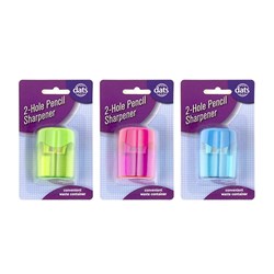 Sharpener Pencil Cylinder 1 pk 2 Hole Asstd Colours