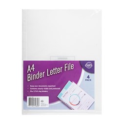 Letter File Binder A4 4pk Clear