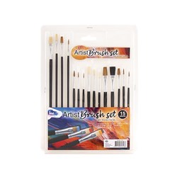 Brushes Paint 15Pc Set Asstd Sizes w Wooden Handle