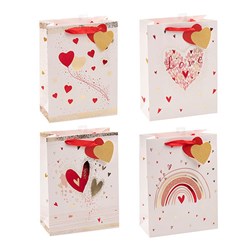 Gift Bag 210gsm Hearts w J Hook M 180x240x80mm