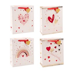 Gift Bag 210gsm Hearts w J Hook L 260x320x100mm