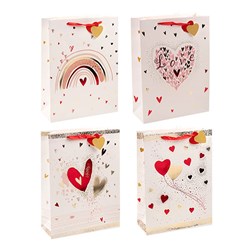 Gift Bag 210gsm Hearts w J Hook XL 300x420x120mm