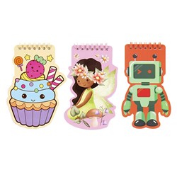 Notebook Shaped Card Cover Spiral A6 120pg Kids 3 Astd