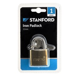 Padlock Iron w Brass Coating 32mm
