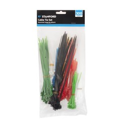 Cable Ties 300Pc Asstd Sizes + Colours