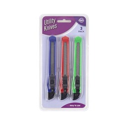 Knife Utility Safety 3pk Mixed Cols