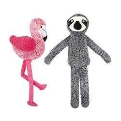 Dog Toy Tails Long Legged Plush Flamingo / Sloth 2 Asstd
