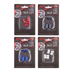 Tyre Valve Caps 4pk 4 Asstd 11x16.5mm