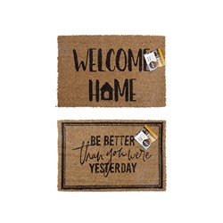 Mat Coir 2 Design Multi Col Rubber Backed 40x60cm