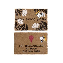 Mat Coir 2 Design Multi Col Rubber Backed 40x60cm