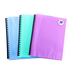 Display Book PP Transparent A4 20 Pockets Asstd Cols w SRT
