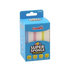 Scrubby Sponge 3pk 11x7x22cm Asst Cols