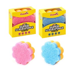 Scrubby Sponge 1pk 10x10x4cm 2 Asst Cols Dual