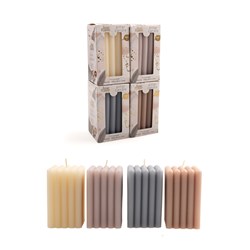 Candle Non Scented Pillar Ribbed 6x10cm Asst Cols 38hrs