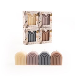 Candle Non Scented Pillar Arch 7.5x5.5x8.5cm Asst Cols