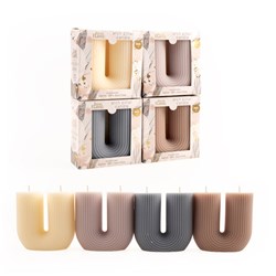 Candle Non Scented Pillar Ribbed Arch 11x5x11cm Asst Col