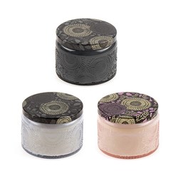 Candle Citronella Glass Pot w Lid Asstd Cols 7x5cm 10hr