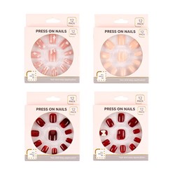 Nails Artificial Manicure 12pk 4 Asstd Press On
