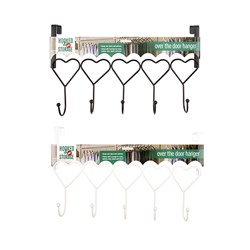 Hook Over The Door 5 Prongs Heart-Shaped 2 Asst Cols